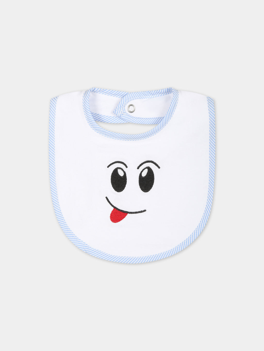 White bib for baby boy with embroidery
